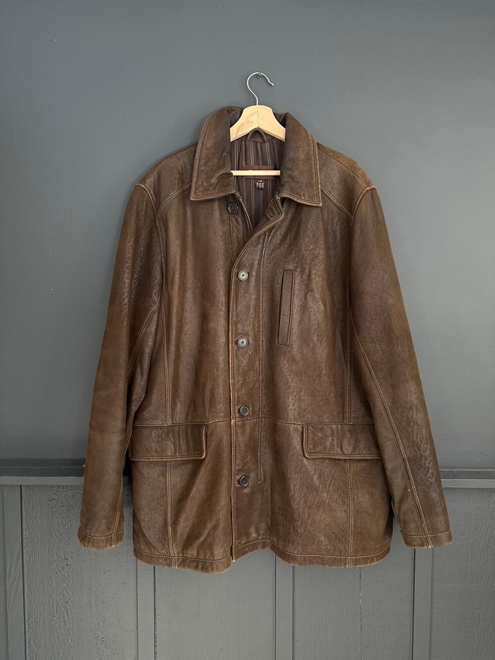 Danier Brown Car Coat Leather Jacket Size Large